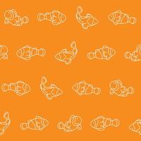 Outline Collection of Clownfish Seamless Pattern illustration Design vector