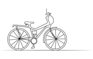 Continuous one line bicycle outline vector