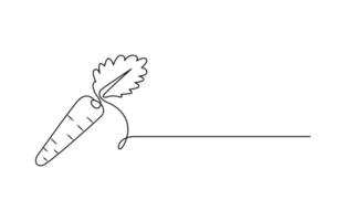 Simple carrot in continuous one line art drawing design Growing carrot plant minimalist outline vector