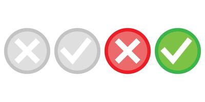 check mark and cross with circle background vector