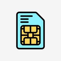 Icon Line Color simcard smartphone. Technology and system concept, Outline Fill Color style. vector