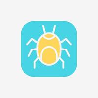 Flat Icon Bug malware button. Technology and system concept, Flat Colorful style. vector