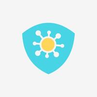 Flat Icon Virus protection shield. Technology and system concept, Flat Colorful style. vector