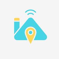 Flat Icon smart home with pin location gps. Technology and system concept, Flat Colorful style. vector