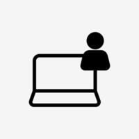 Icon Laptop and user. Technology and system concept, Semi Solid style. vector