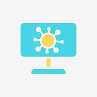 Flat Icon Virus on computer or desktop. Technology and system concept, Flat Colorful style. vector