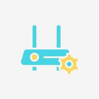 Flat Icon modem internet setting gear symbol. Technology and system concept, Flat Colorful style. vector