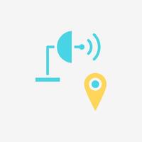 Flat Icon satellite and pin location gps. Technology and system concept, Flat Colorful style. vector
