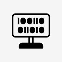 Icon Computer desktop with binary code. Technology and system concept, Semi Solid style. vector