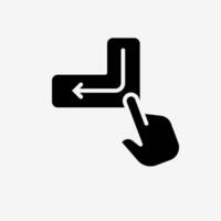 Icon Solid Black Hand click enter button. Technology and system concept, Glyph style. vector