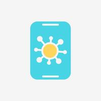 Flat Icon Smartphone with virus. Technology and system concept, Flat Colorful style. vector