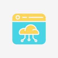 Flat Icon web window panel with Cloud system. Technology and system concept, Flat Colorful style. vector