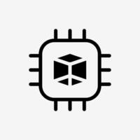 Icon microchip processor gpu for rendering 3d design. Technology and system concept, Semi Solid style. vector