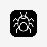 Icon Solid Black Bug malware button. Technology and system concept, Glyph style. vector