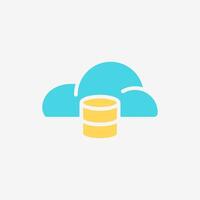 Flat Icon Cloud system and storage database. Technology and system concept, Flat Colorful style. vector