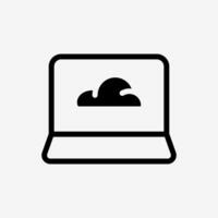 Icon Cloud system and Laptop computer. Technology and system concept, Semi Solid style. vector