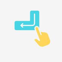 Flat Icon Hand click enter button. Technology and system concept, Flat Colorful style. vector