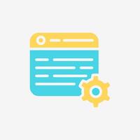 Flat Icon gear setting web browser. Technology and system concept, Flat Colorful style. vector