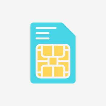 plano icono tarjeta SIM teléfono inteligente tecnología y sistema concepto, plano vistoso estilo. vector