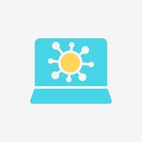 Flat Icon Virus on computer or laptop. Technology and system concept, Flat Colorful style. vector