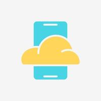 Flat Icon Cloud system and smartphone. Technology and system concept, Flat Colorful style. vector