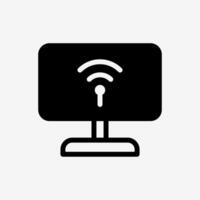Icon Computer or Tv with wifi connectivity. Technology and system concept, Semi Solid style. vector