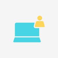 Flat Icon Laptop and user. Technology and system concept, Flat Colorful style. vector