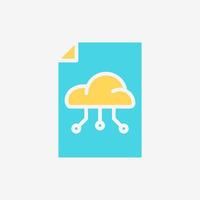 Flat Icon Paper file document with Cloud system. Technology and system concept, Flat Colorful style. vector
