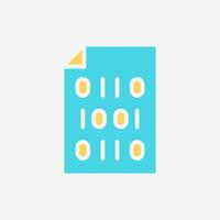 Flat Icon Paper file document with binary code. Technology and system concept, Flat Colorful style. vector