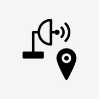 Icon satellite and pin location gps. Technology and system concept, Semi Solid style. vector