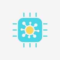 Flat Icon Cpu chip micro processor with virus. Technology and system concept, Flat Colorful style. vector