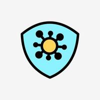 Icon Line Color Virus protection shield. Technology and system concept, Outline Fill Color style. vector
