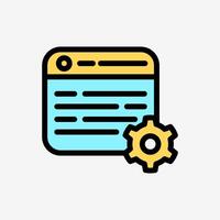 Icon Line Color gear setting web browser. Technology and system concept, Outline Fill Color style. vector