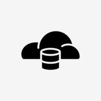 Icon Solid Black Cloud system and storage database. Technology and system concept, Glyph style. vector