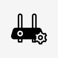 Icon modem internet setting gear symbol. Technology and system concept, Semi Solid style. vector