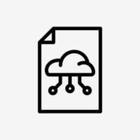 Icon Line Paper file document with Cloud system. Technology and system concept, Outline style. vector