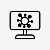 Icon Line Virus on computer or desktop. Technology and system concept, Outline style. vector