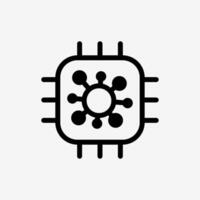 Icon Line Cpu chip micro processor with virus. Technology and system concept, Outline style. vector