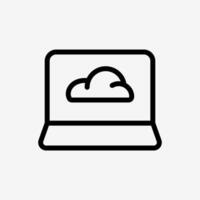 Icon Line Cloud system and Laptop computer. Technology and system concept, Outline style. vector