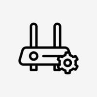 Icon Line modem internet setting gear symbol. Technology and system concept, Outline style. vector