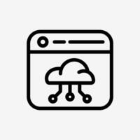 Icon Line web window panel with Cloud system. Technology and system concept, Outline style. vector