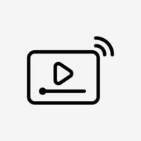 Icon Line online streaming with wifi connectivity. Technology and system concept, Outline style. vector