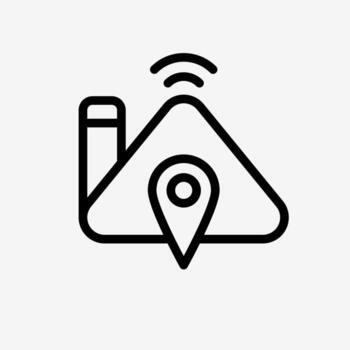 Icon Line smart home with pin location gps. Technology and system concept, Outline style. vector