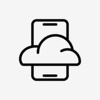 Icon Line Cloud system and smartphone. Technology and system concept, Outline style. vector