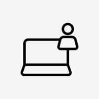 Icon Line Laptop and user. Technology and system concept, Outline style. vector