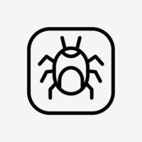 Icon Line Bug malware button. Technology and system concept, Outline style. vector