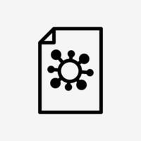 Icon Line Paper file document with virus. Technology and system concept, Outline style. vector