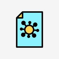 Icon Line Color Paper file document with virus. Technology and system concept, Outline Fill Color style. vector