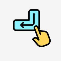 Icon Line Color Hand click enter button. Technology and system concept, Outline Fill Color style. vector