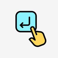 Icon Line Color Hand click enter button. Technology and system concept, Outline Fill Color style. vector